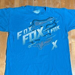 Vintage Fox Racing Teal-Blue Graphic Short Sleeve Tee